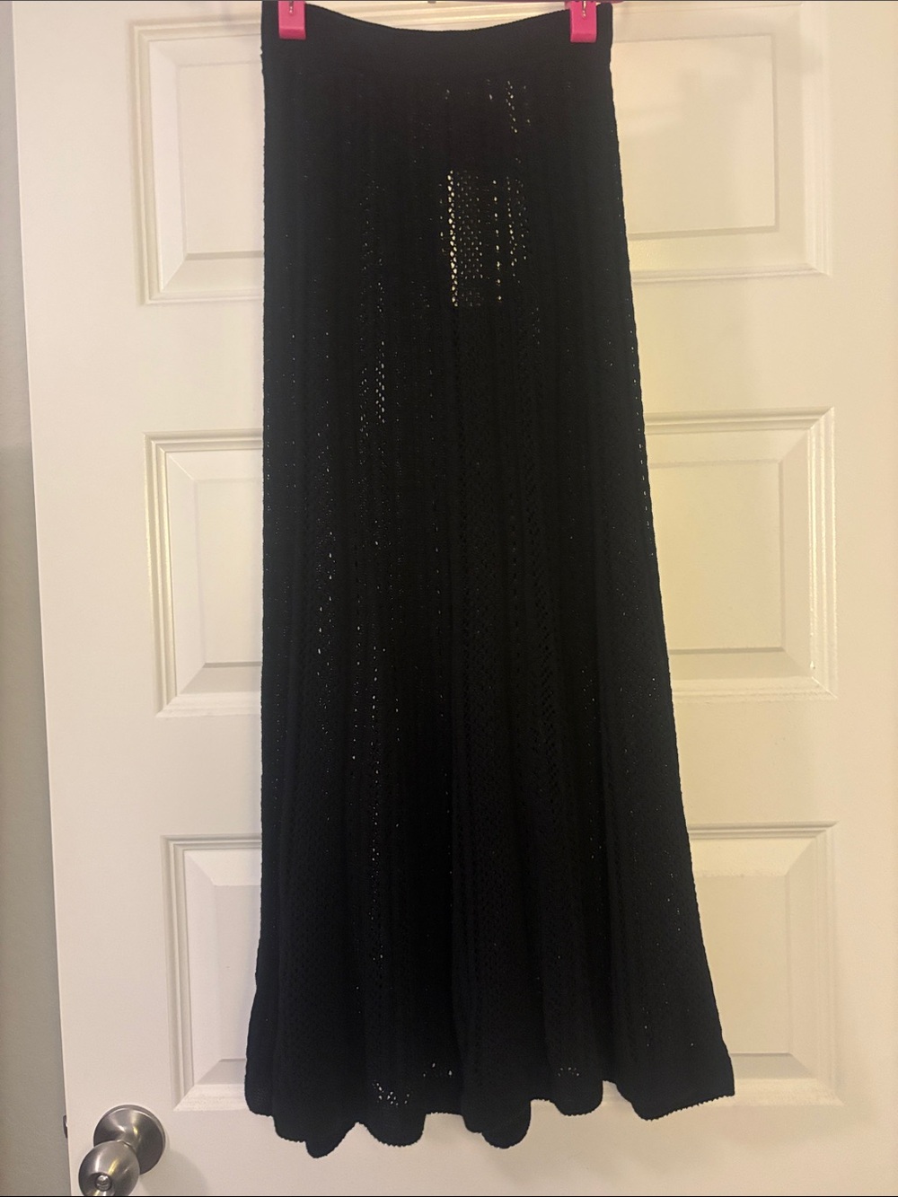 Uniqlo Ines De La Fressange Paris Black Crochet Midi Skirt SZ SM A line Boho NWT